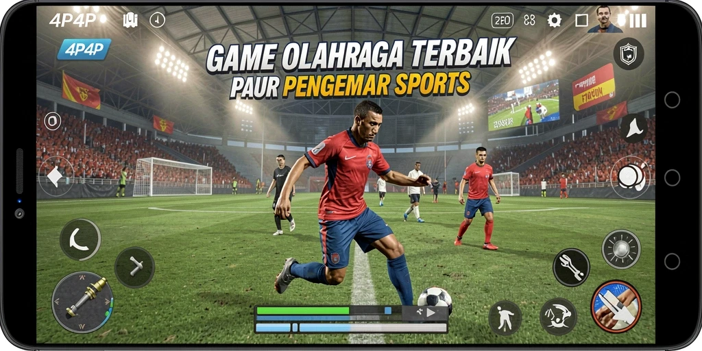 Tangkapan layar utama 4P4P menampilkan aksi olahraga yang mendebarkan.