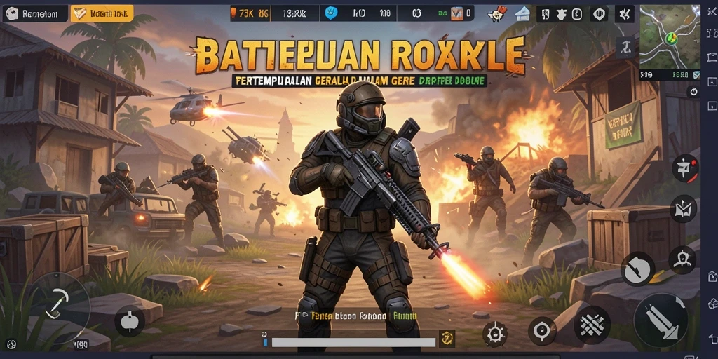 Screenshot menampilkan aksi intens dalam game Battle Royale 73K.