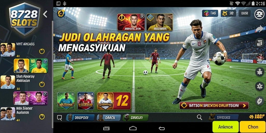 Tampilan gameplay seru di 8728SLOTS dengan berbagai pilihan olahraga.