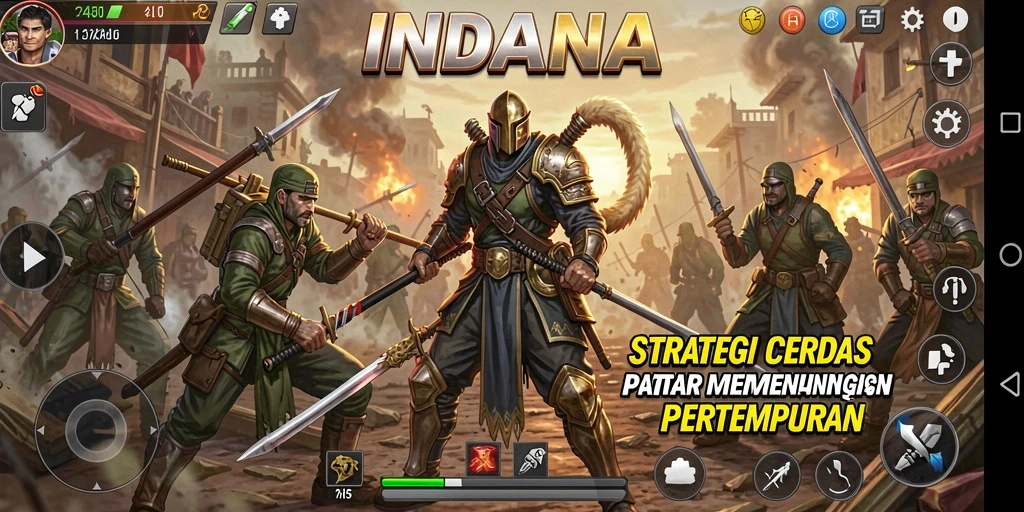 Screenshot gameplay INDAAA menampilkan strategi menarik dalam pertempuran.