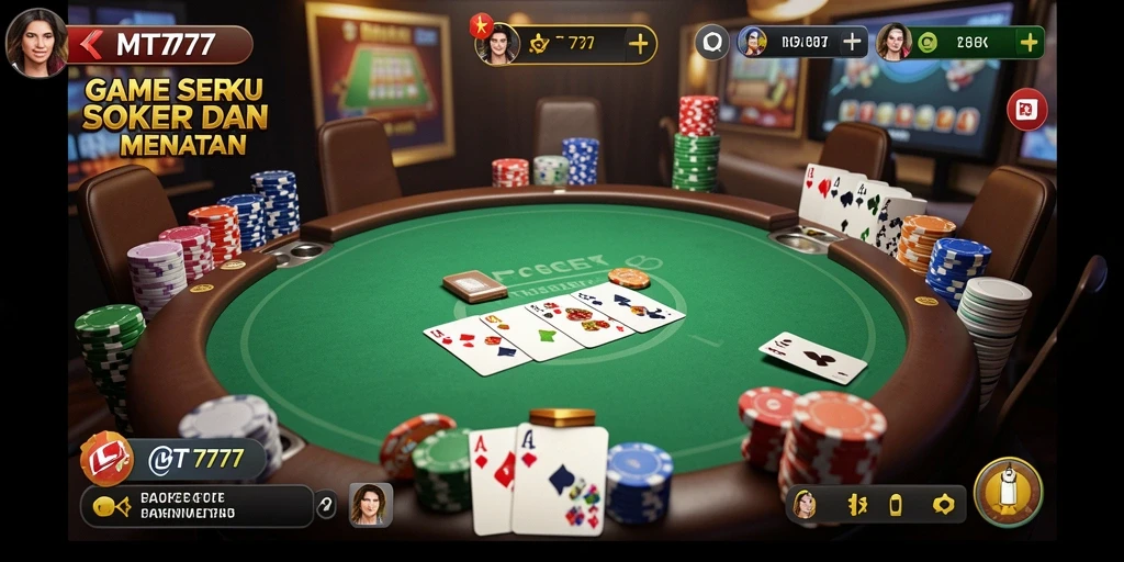Tampilan gameplay Poker yang mendebarkan dan interaktif.