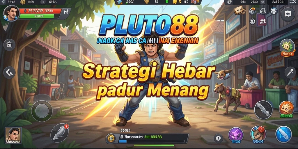 Screenshot gameplay PLUTO88 menampilkan pertempuran strategi yang intens.