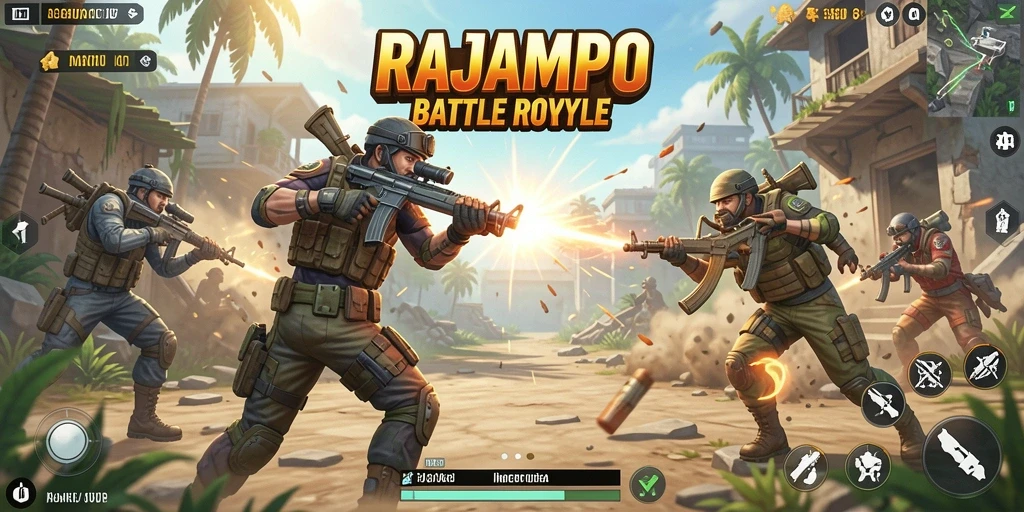 Tangkapan layar menampilkan aksi seru dalam permainan Battle Royale.