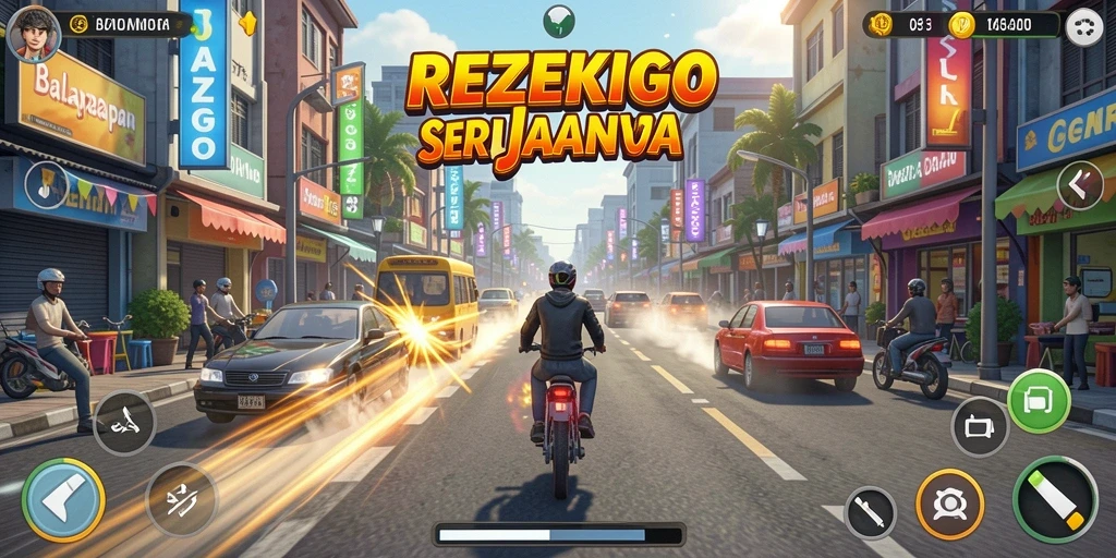 Tangkap momen balapan seru dalam gameplay REZEKIGO.