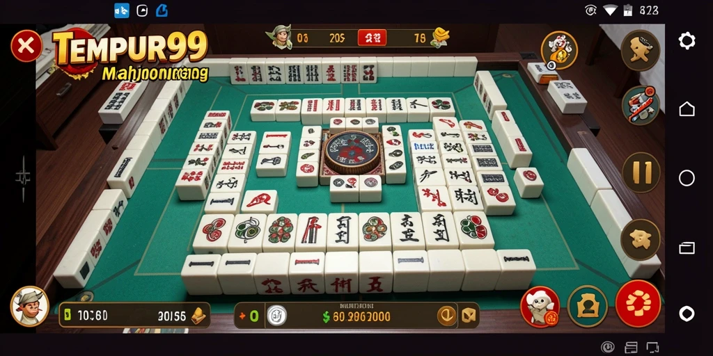 Screenshot TEMPUR99 menampilkan gameplay Mahjong yang menantang dan menarik.